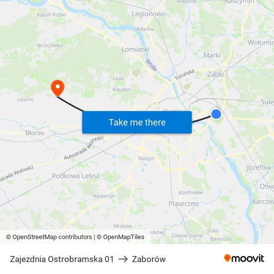 Zajezdnia Ostrobramska 01 to Zaborów map