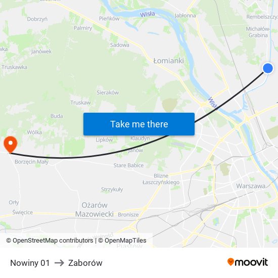 Nowiny 01 to Zaborów map