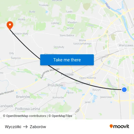 Wyczółki to Zaborów map