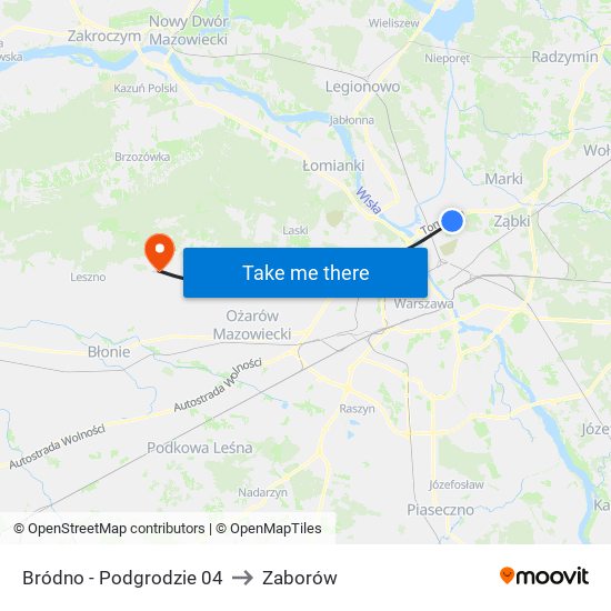 Bródno - Podgrodzie 04 to Zaborów map