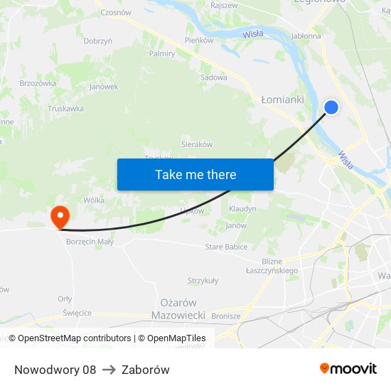 Nowodwory 08 to Zaborów map