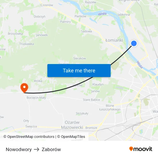 Nowodwory to Zaborów map