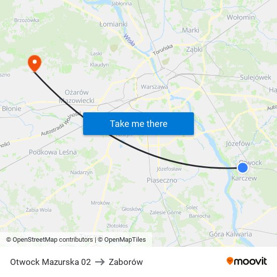 Otwock Mazurska 02 to Zaborów map