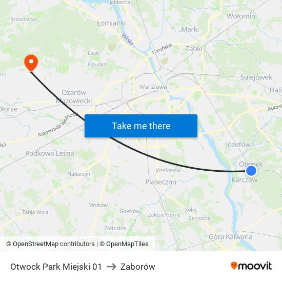 Otwock Park Miejski 01 to Zaborów map