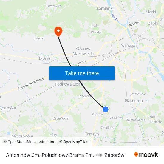 Antoninów Cm. Południowy - Brama Płd. to Zaborów map