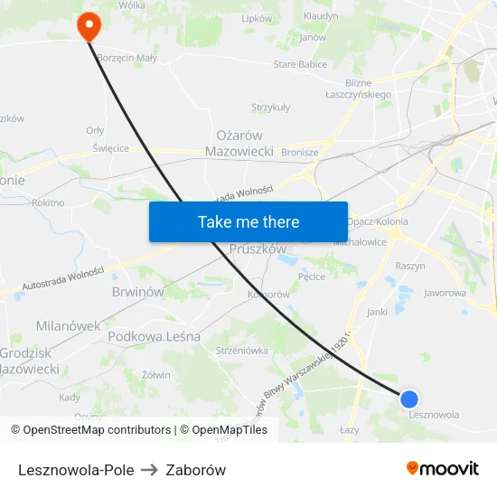 Lesznowola - Pole to Zaborów map