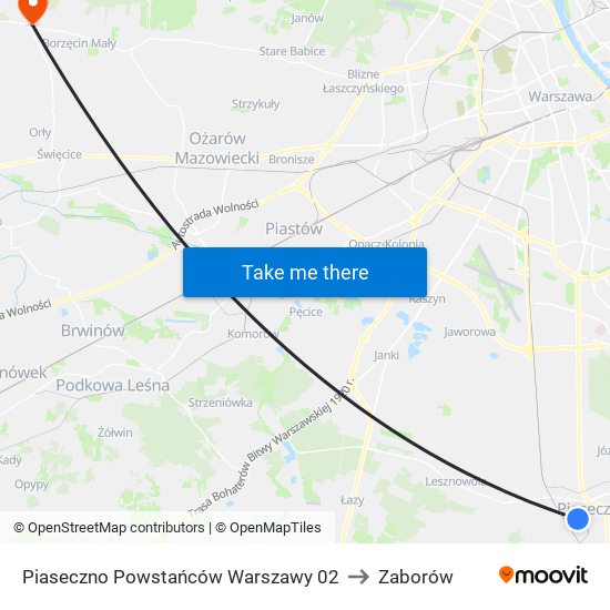 Piaseczno Powstańców Warszawy 02 to Zaborów map