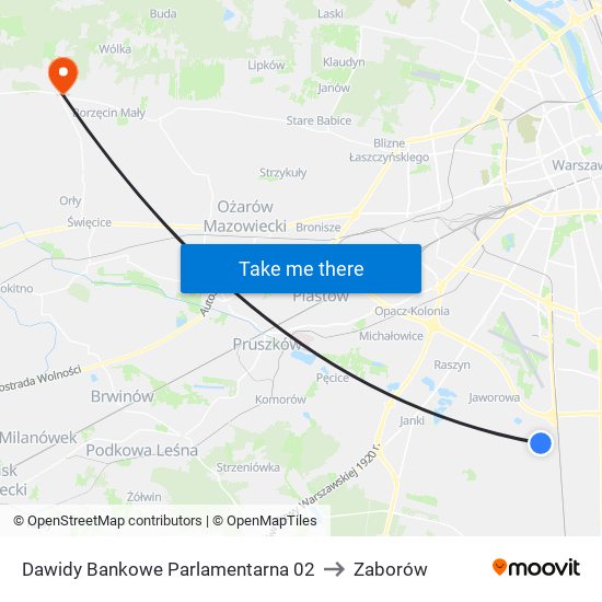 Dawidy Bankowe Parlamentarna 02 to Zaborów map