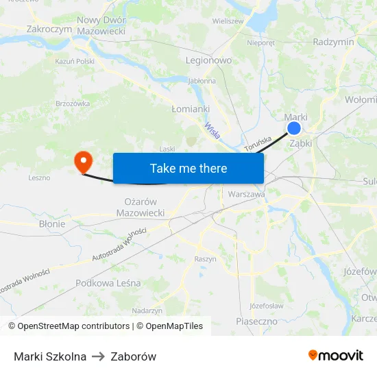 Marki Szkolna to Zaborów map