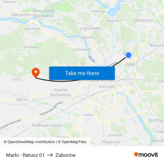 Marki - Ratusz 01 to Zaborów map