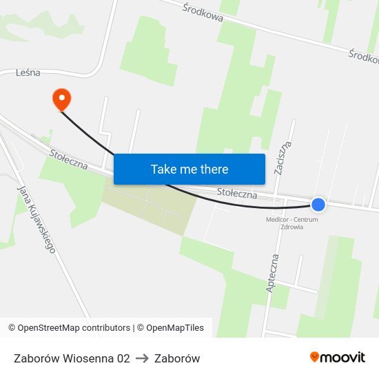 Zaborów Wiosenna to Zaborów map