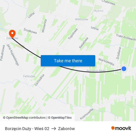 Borzęcin Duży-Wieś to Zaborów map