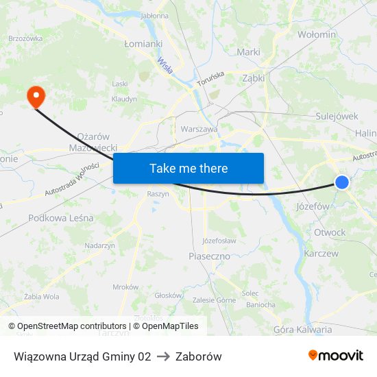 Wiązowna Urząd Gminy to Zaborów map