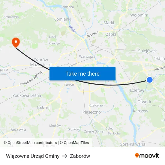 Wiązowna Urząd Gminy to Zaborów map