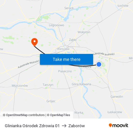 Glinianka Ośrodek Zdrowia 01 to Zaborów map