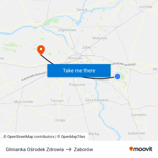 Glinianka Ośrodek Zdrowia to Zaborów map