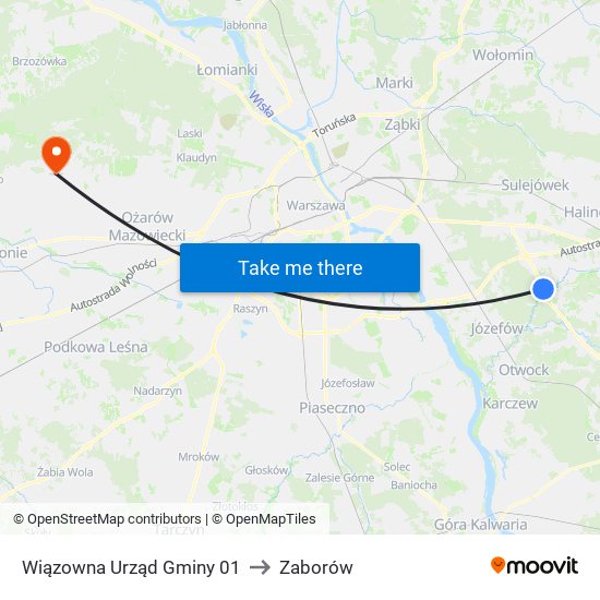 Wiązowna Urząd Gminy to Zaborów map