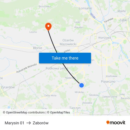 Marysin 01 to Zaborów map