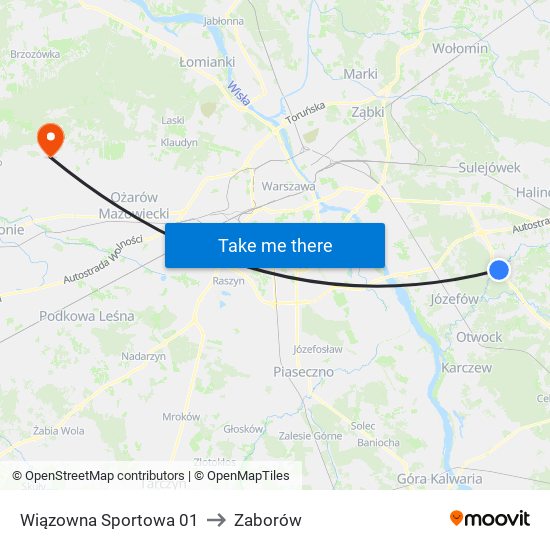 Wiązowna Sportowa 01 to Zaborów map