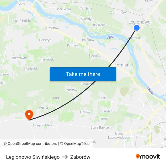 Legionowo Siwińskiego to Zaborów map
