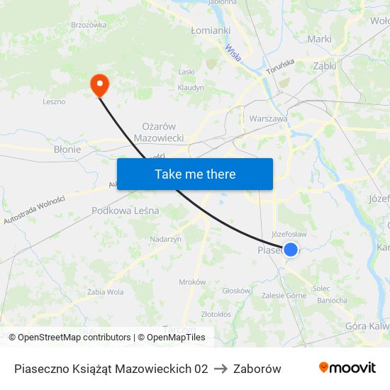 Piaseczno Książąt Mazowieckich 02 to Zaborów map