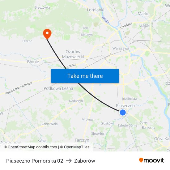 Piaseczno Pomorska 02 to Zaborów map