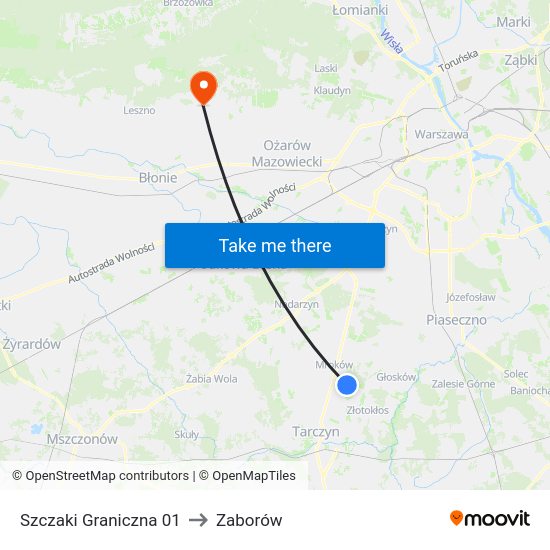 Szczaki Graniczna to Zaborów map