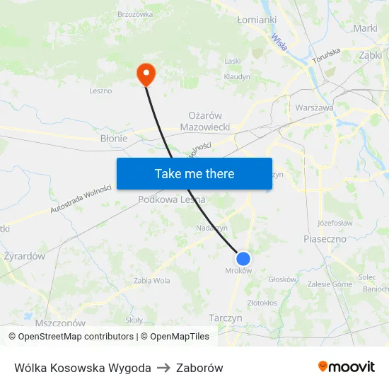 Wólka Kosowska Wygoda to Zaborów map