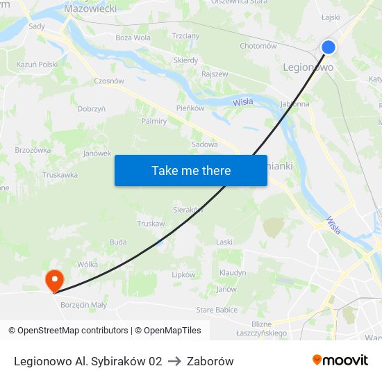 Legionowo Al. Sybiraków to Zaborów map