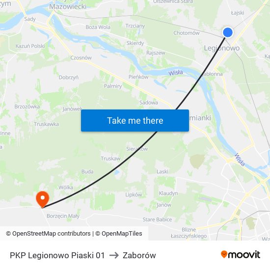 PKP Legionowo Piaski 01 to Zaborów map