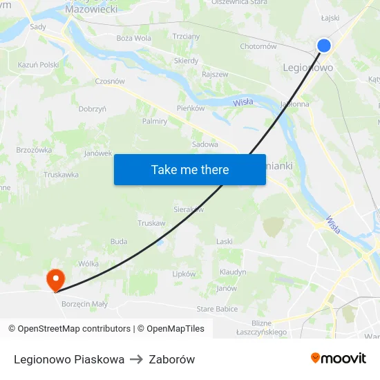 Legionowo Piaskowa to Zaborów map