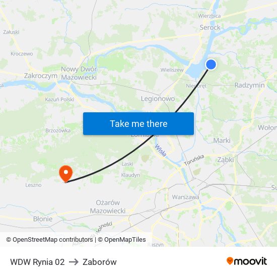 Białobrzegi Amw Rewita to Zaborów map