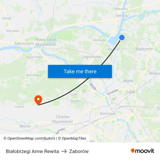 Białobrzegi Amw Rewita to Zaborów map