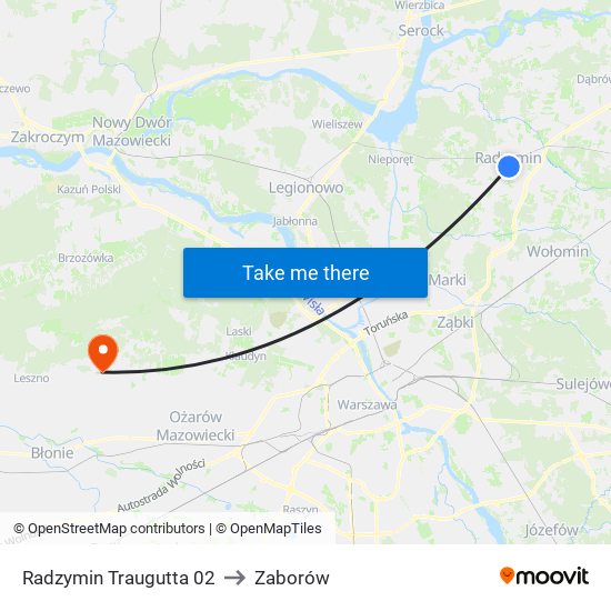 Radzymin Traugutta 02 to Zaborów map