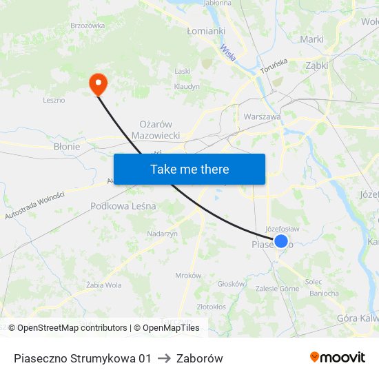 Piaseczno Strumykowa 01 to Zaborów map