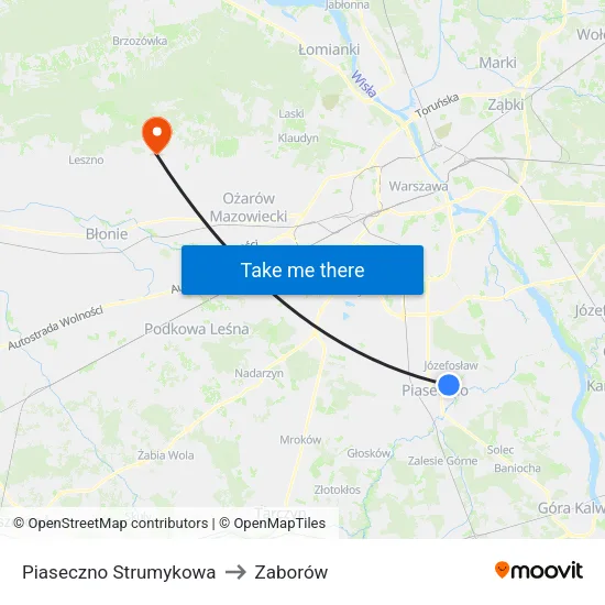 Piaseczno Strumykowa to Zaborów map