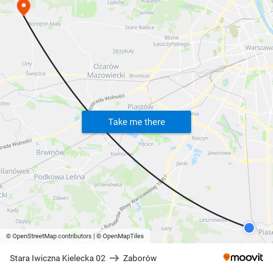 Stara Iwiczna Kielecka 02 to Zaborów map