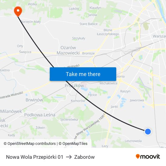 Nowa Wola Przepiórki to Zaborów map