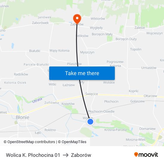 Wolica K. Płochocina 01 to Zaborów map