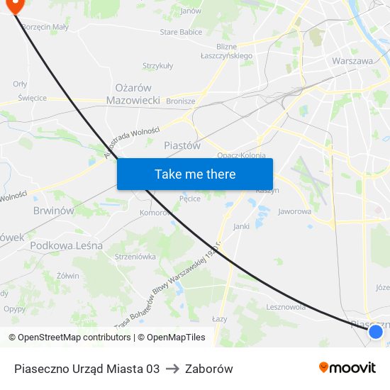 Piaseczno Urząd Miasta 03 to Zaborów map