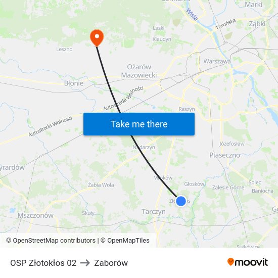 OSP Złotokłos to Zaborów map