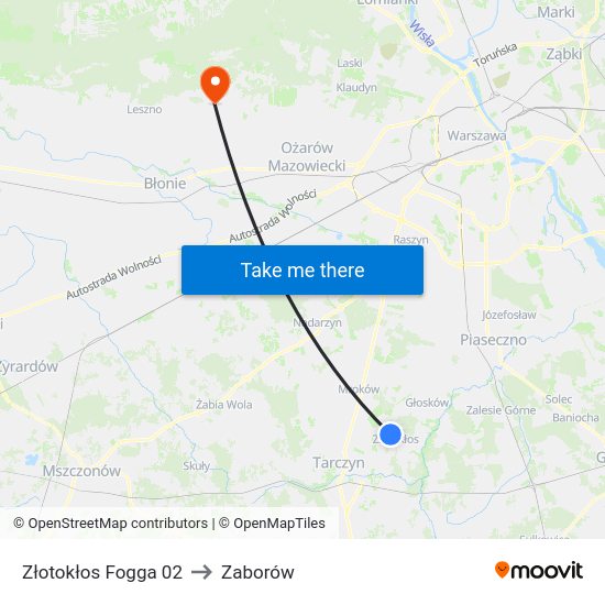 Złotokłos Fogga to Zaborów map