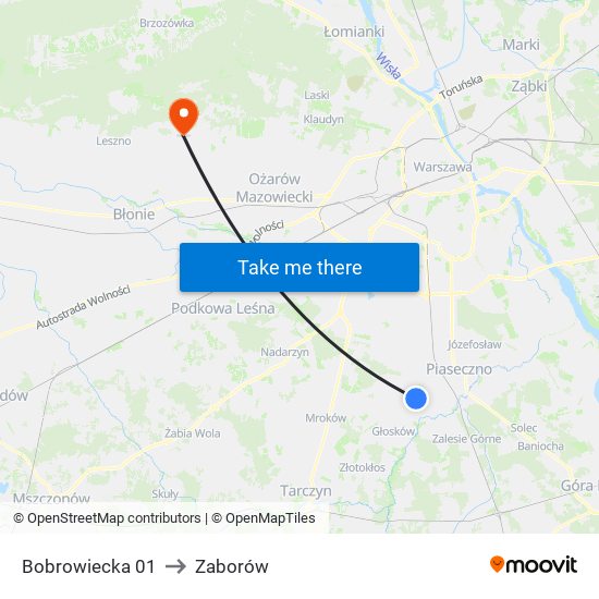 Bobrowiecka 01 to Zaborów map