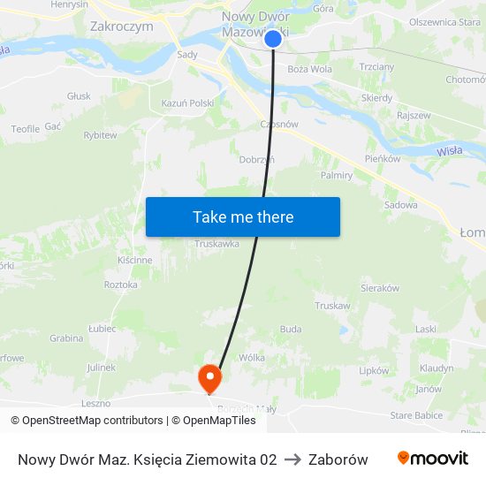 Nowy Dwór Maz. Księcia Ziemowita 02 to Zaborów map