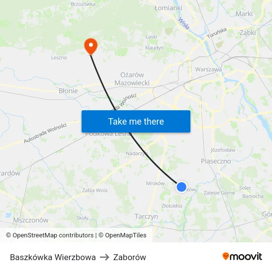 Baszkówka Wierzbowa to Zaborów map