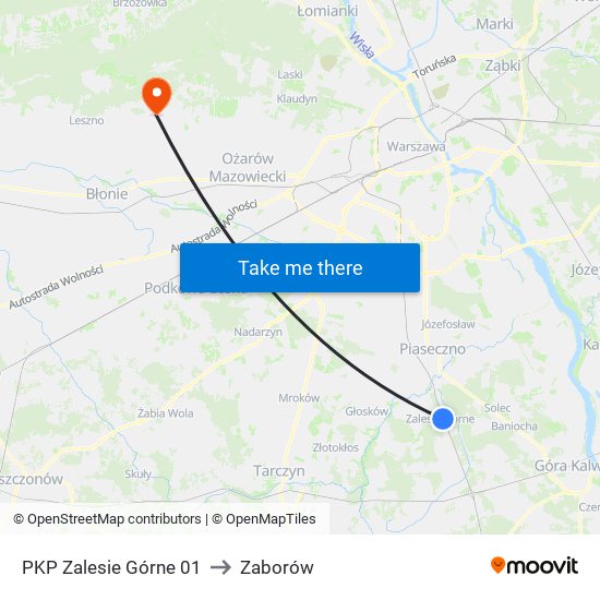 PKP Zalesie Górne 01 to Zaborów map