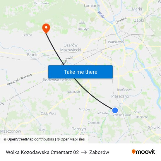 Wólka Kozodawska Cmentarz 02 to Zaborów map