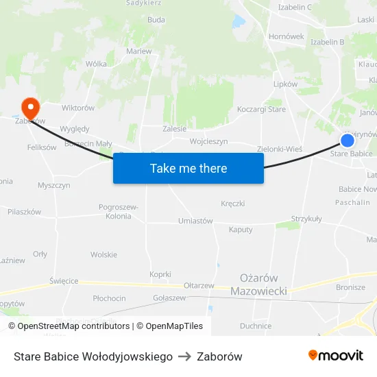 Stare Babice Wołodyjowskiego to Zaborów map