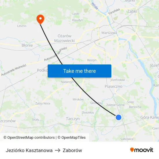 Jeziórko Kasztanowa to Zaborów map