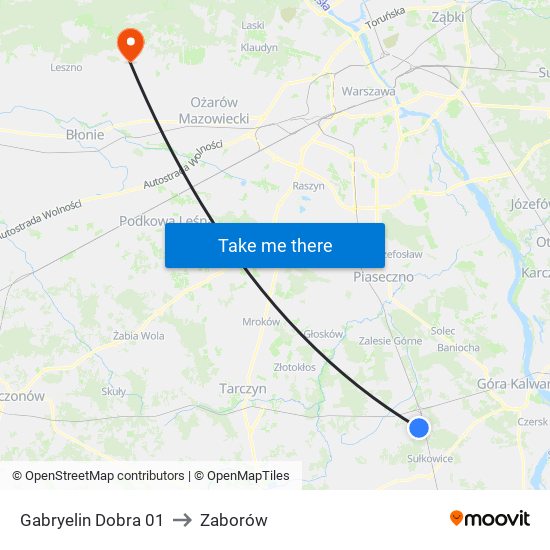 Gabryelin Dobra 01 to Zaborów map